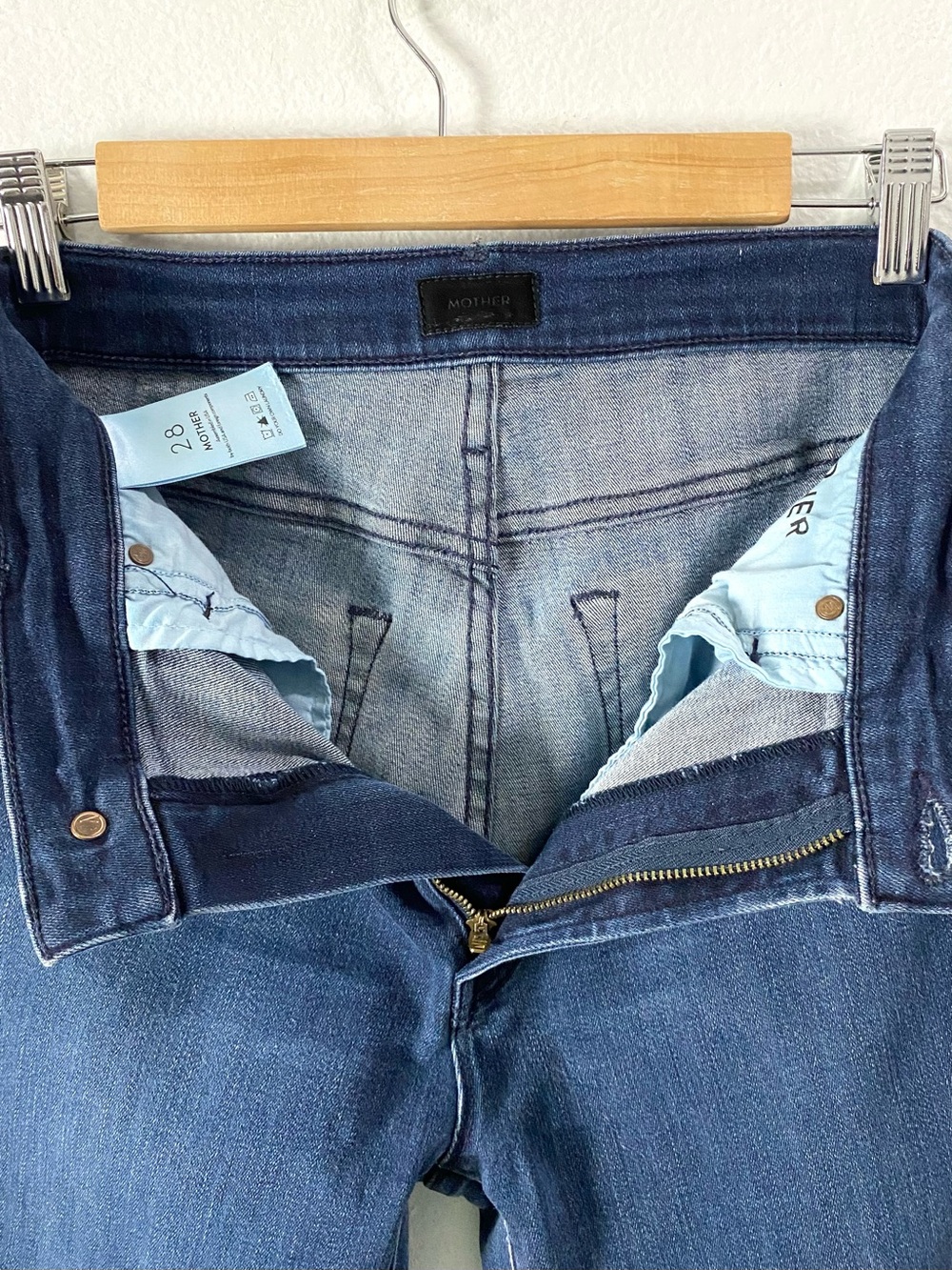 MOTHER Stunner Ankle Step Fray Jeans 28 Dark A Trip Down Memory Lane Slim Crop - Picture 12 of 15